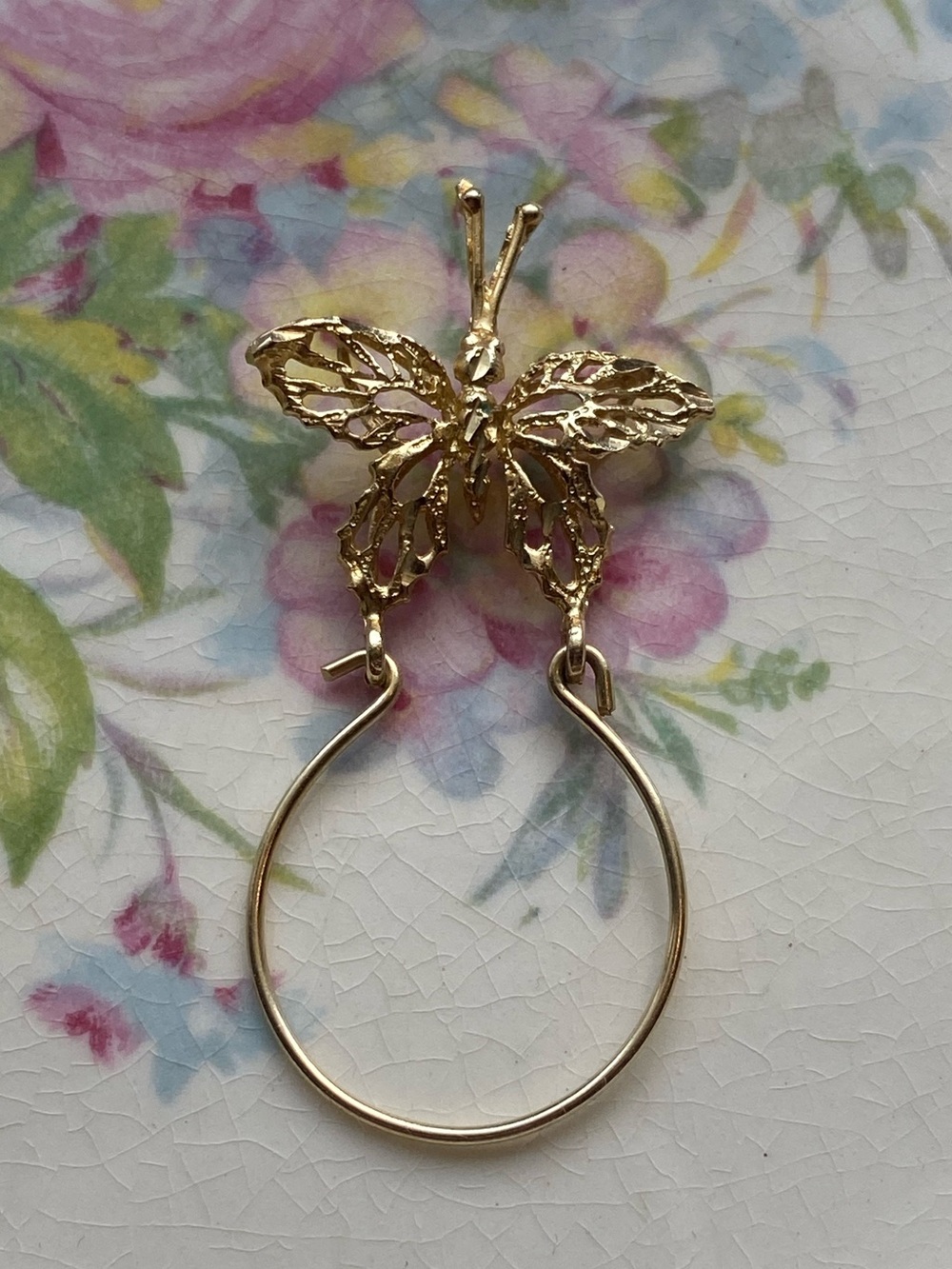 14k gold butterfly charm holder